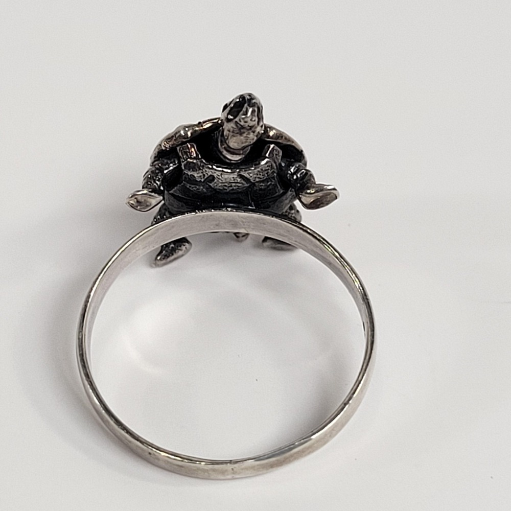 925 Sterling Silver Turtle Ring Size 6.5 Articulated Band Charm Jewelry - Picture 5 of 10